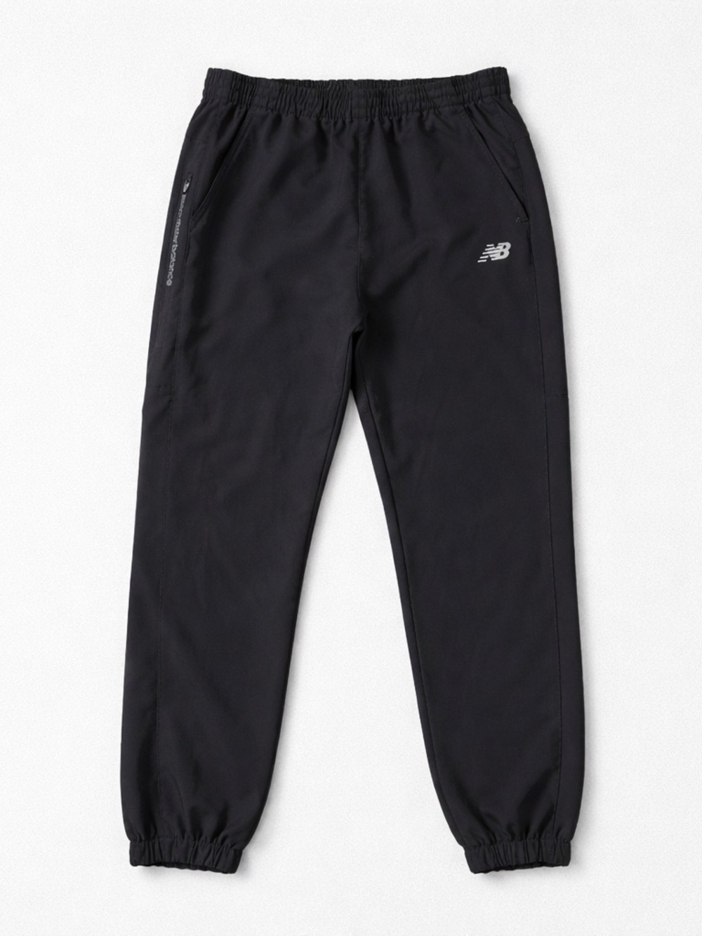New Balance Men’s M Black Woven Track Pants Joggers Side Zip Pocket NB Logo